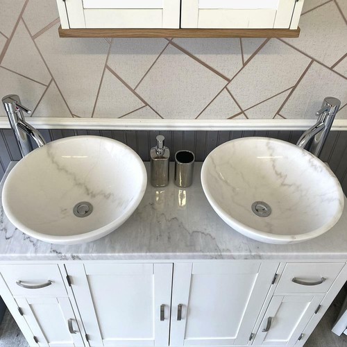 White painted bathroom vanity - white,
