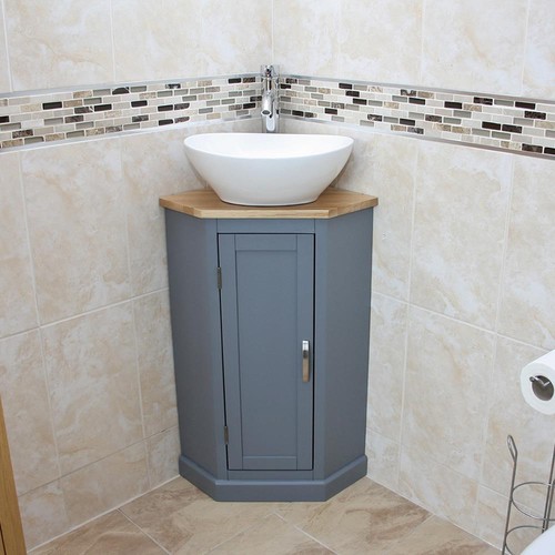 Grey painted bathroom corner - grey,