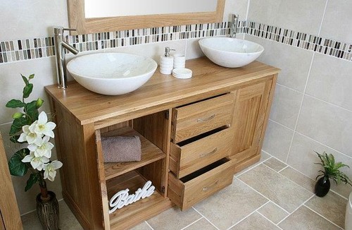 Solid oak bathroom vanity - oak,