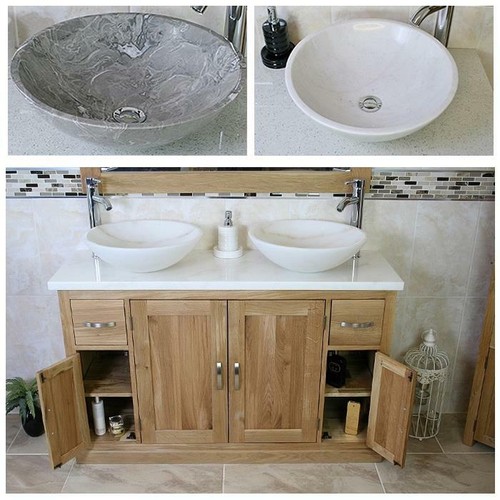 Solid oak bathroom vanity unit - oak,