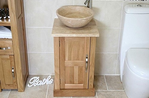 Cloakroom oak bathroom vanity - cloakroom,