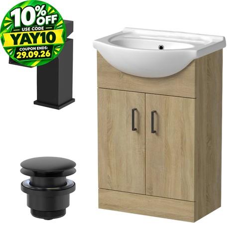 560mm oak bathroom vanity unit - oak,