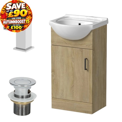 450mm oak bathroom vanity - oak, unit