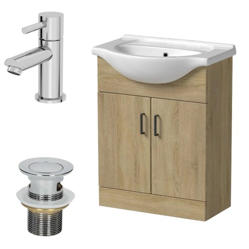 650mm oak bathroom vanity - oak, unit