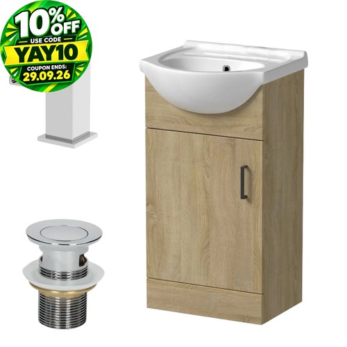 450mm oak bathroom vanity unit - oak,
