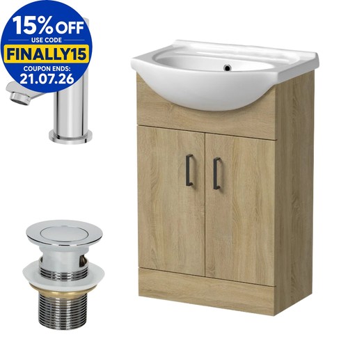 560mm oak bathroom vanity unit - 560mm,