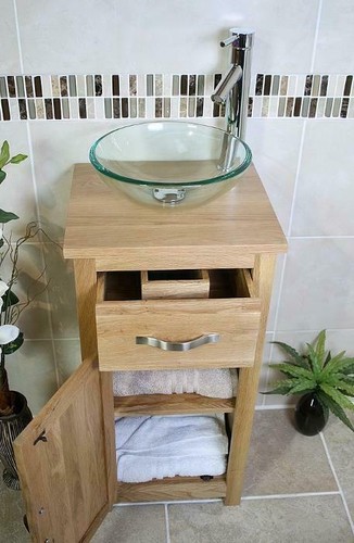 Solid oak bathroom cabinet - cabinet, |