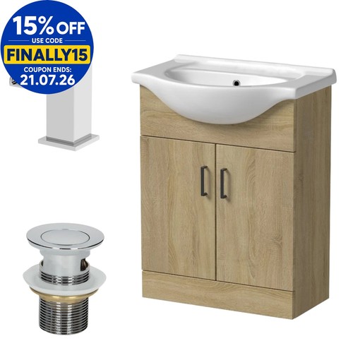 650mm oak bathroom vanity - oak,