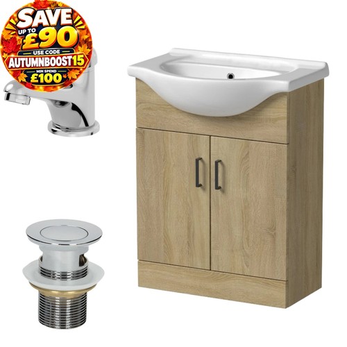 650mm oak bathroom vanity unit - oak,