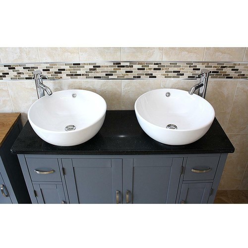 Grey bathroom vanity - bathroom, double