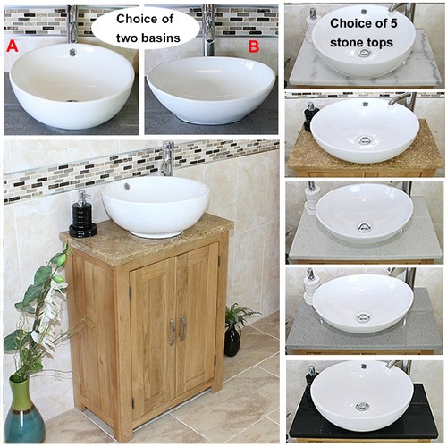 Solid oak bathroom vanity unit - oak,