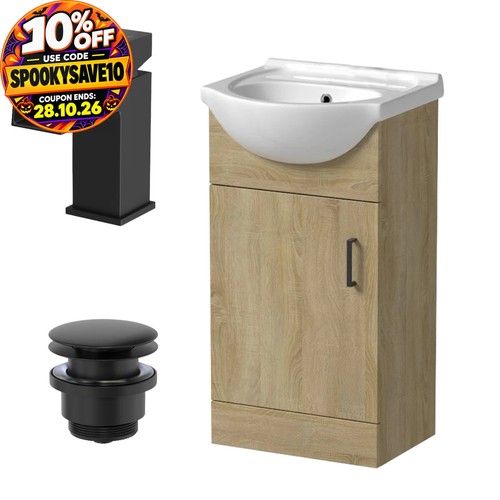 450mm oak bathroom vanity - 450mm, unit