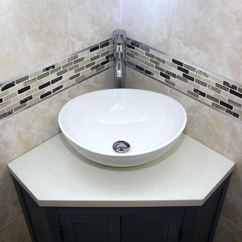 Grey painted bathroom vanity - grey,