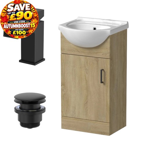 450mm oak bathroom vanity unit - vanity,