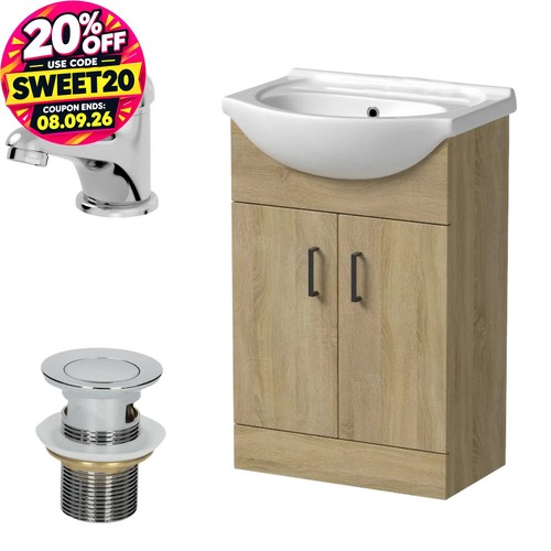 560mm oak bathroom vanity unit - 560mm,