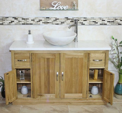 Oak bathroom single vanity - oak,