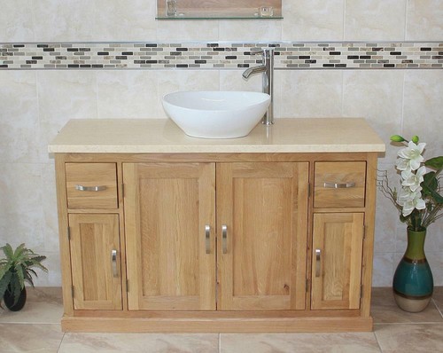 Solid oak bathroom vanity unit - bathroom,