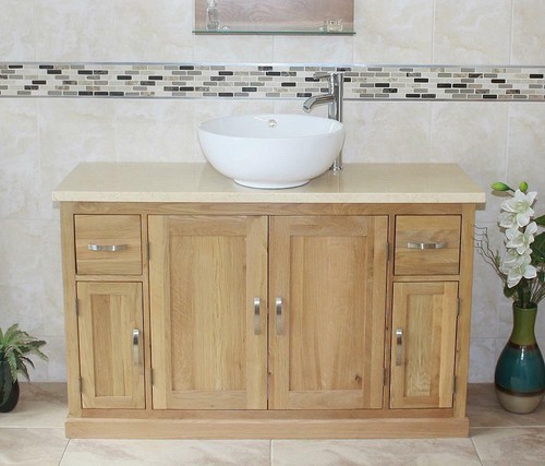 Solid oak bathroom vanity unit - oak,