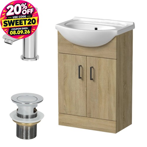 560mm oak bathroom vanity unit - 560mm,