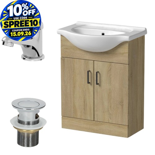 650mm oak bathroom vanity unit - oak,