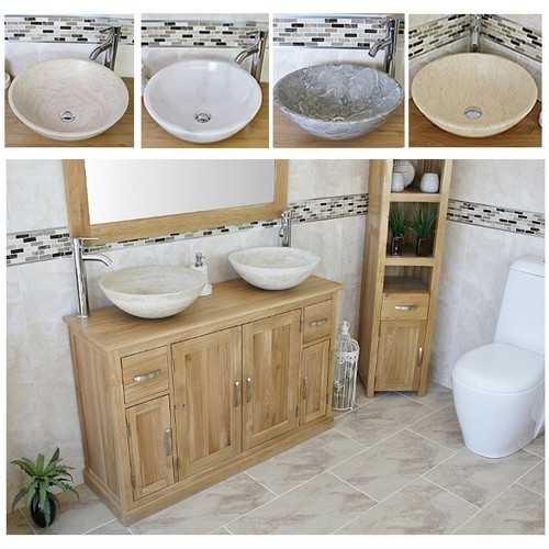 Solid oak bathroom vanity unit - oak,