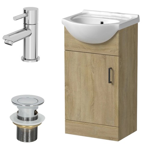 450mm oak bathroom vanity unit - bathroom,