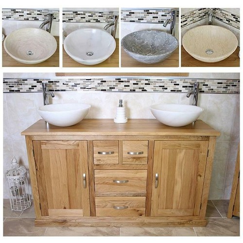 Solid oak bathroom vanity unit - vanity,