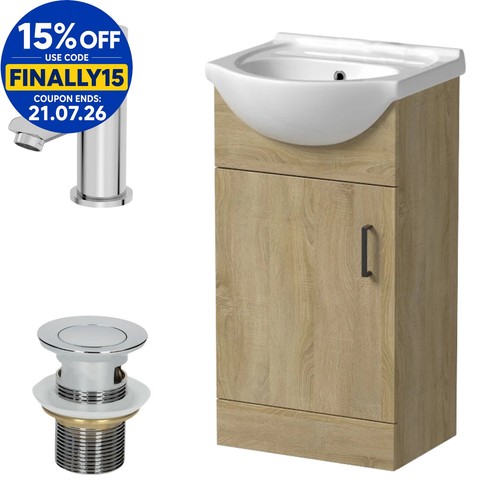 450mm oak bathroom vanity unit - vanity,