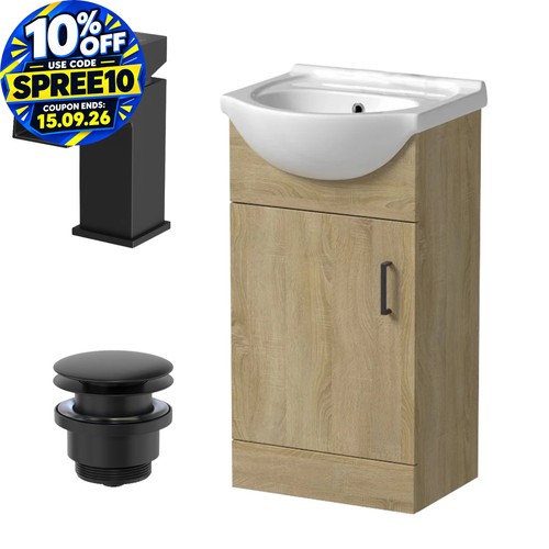 450mm oak bathroom vanity - oak,
