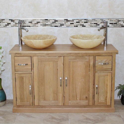 Solid oak bathroom vanity unit - solid,