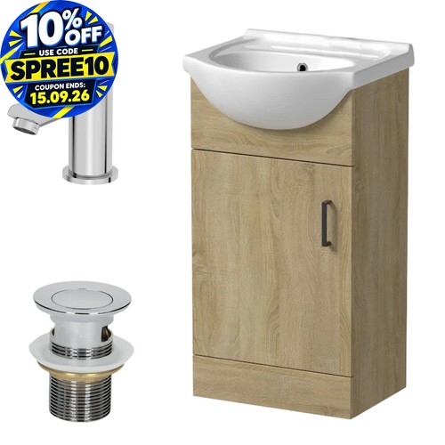 450mm oak bathroom vanity unit - 450mm,